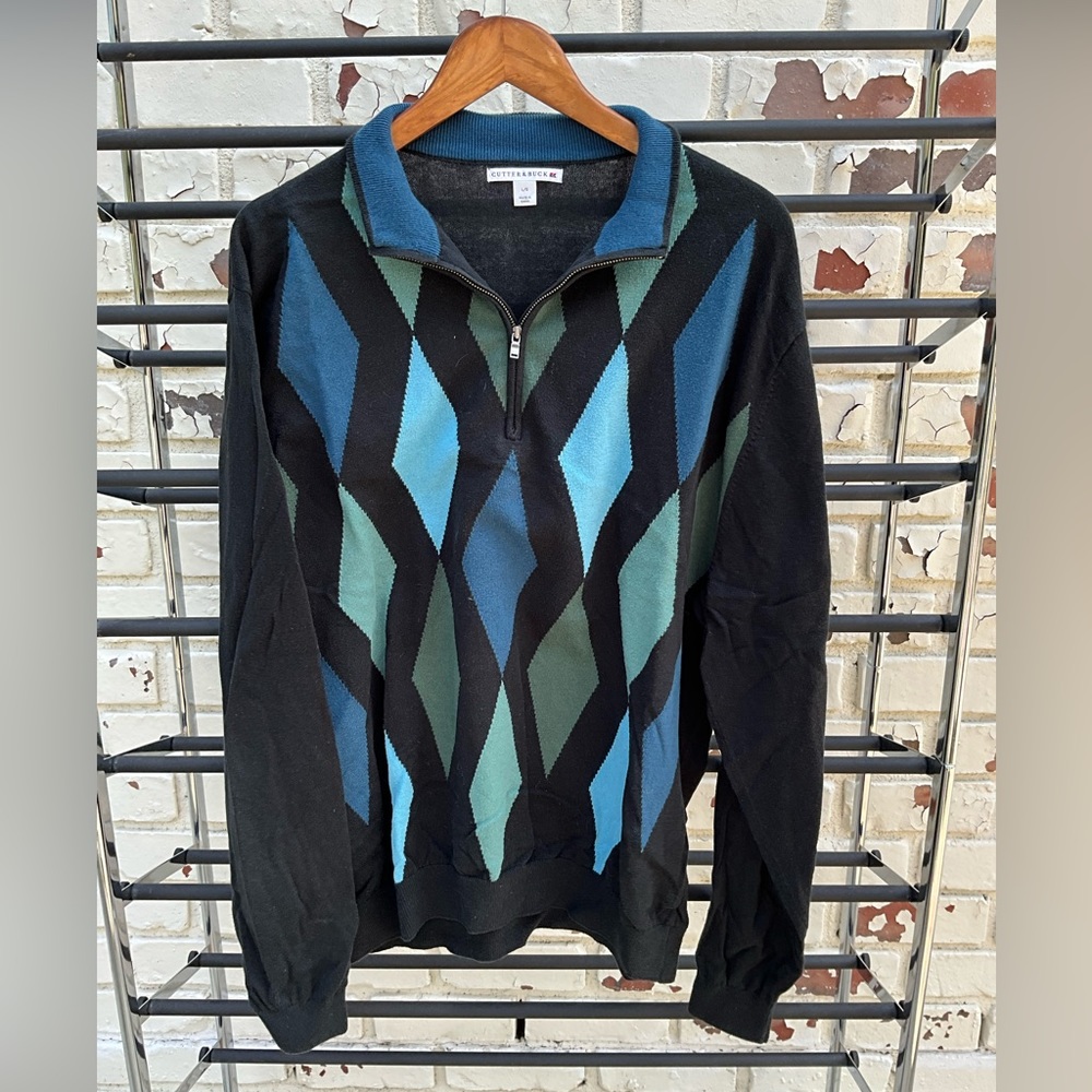 Cutter&Buck Diamond Quarter-Zip Mockneck Sweater